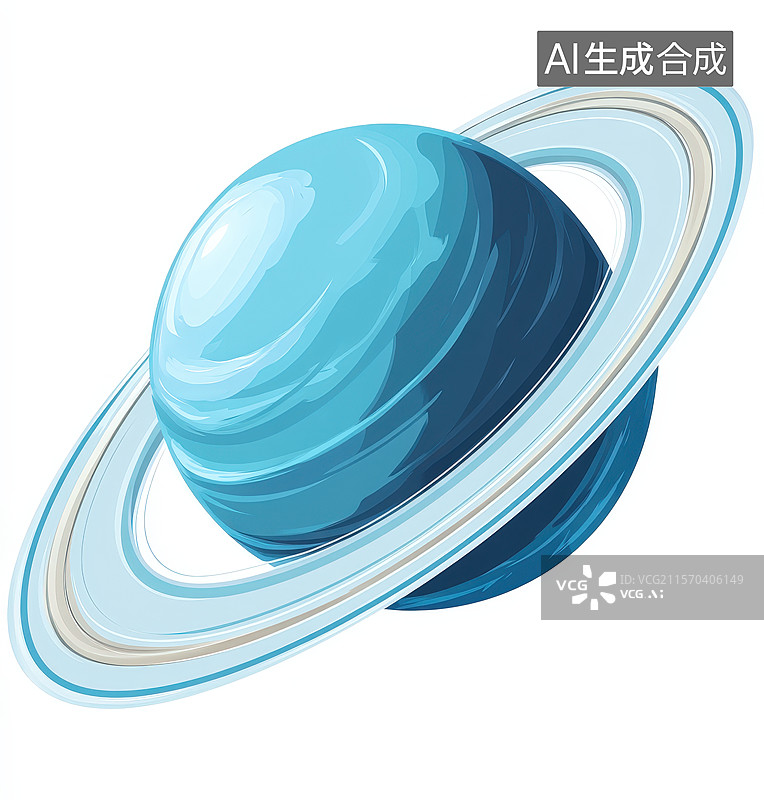 【AI数字艺术】白色背景下的带有星环的行星图片素材