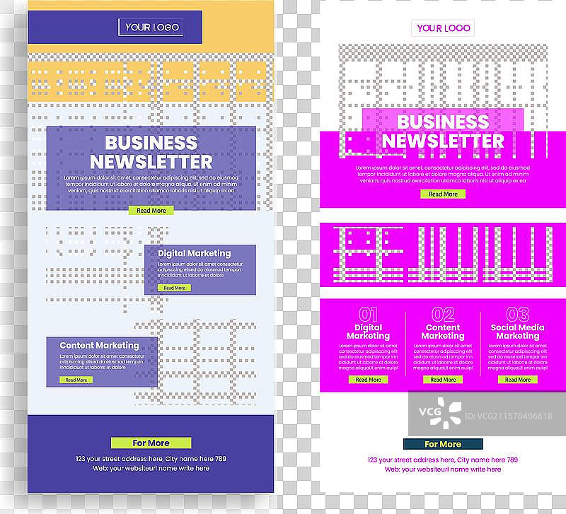 网页用户界面的电子邮件通讯模板集图片素材
