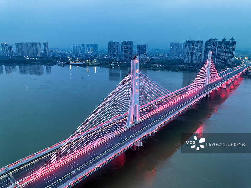 清远市洲心大桥-北江两岸城市景观图片素材