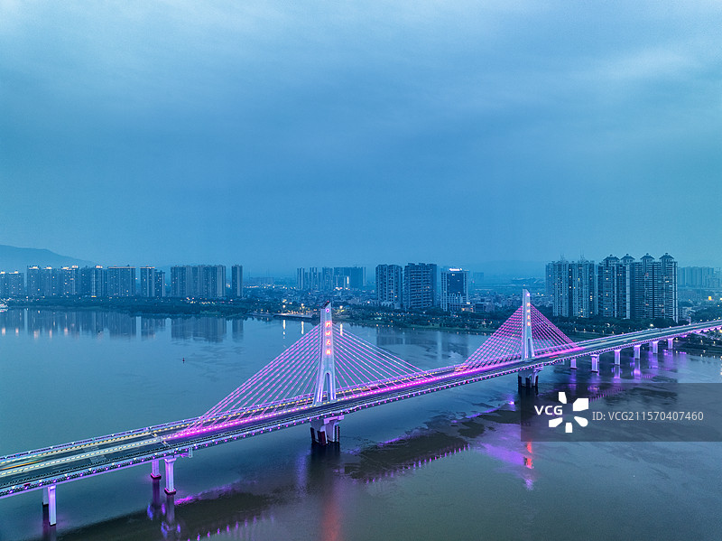 清远市洲心大桥-北江两岸城市景观图片素材