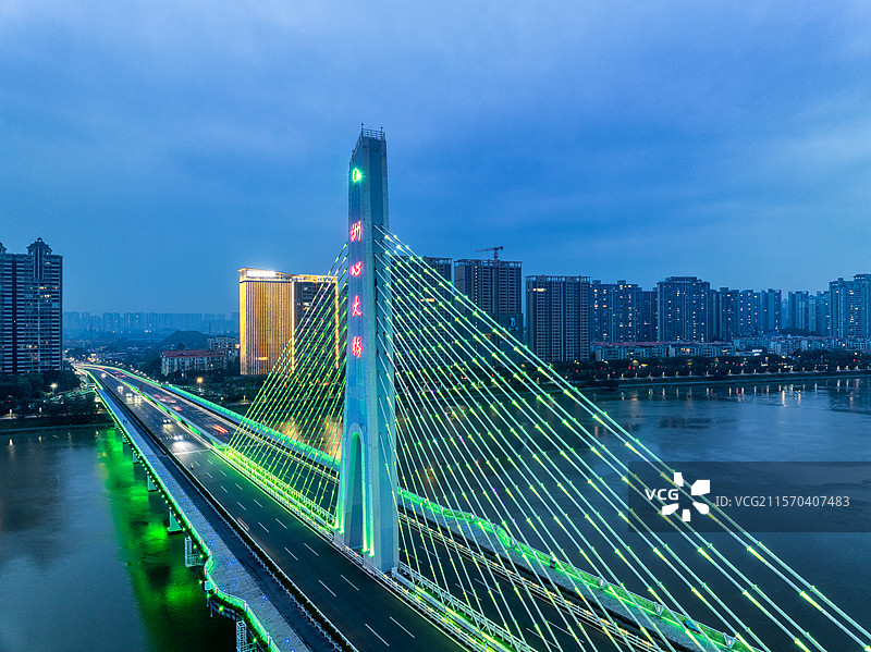 清远市洲心大桥-北江两岸城市景观图片素材