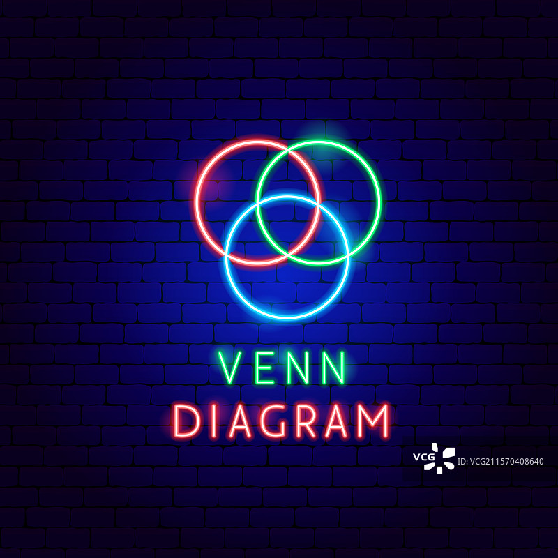 霓虹标签的维恩图图片素材
