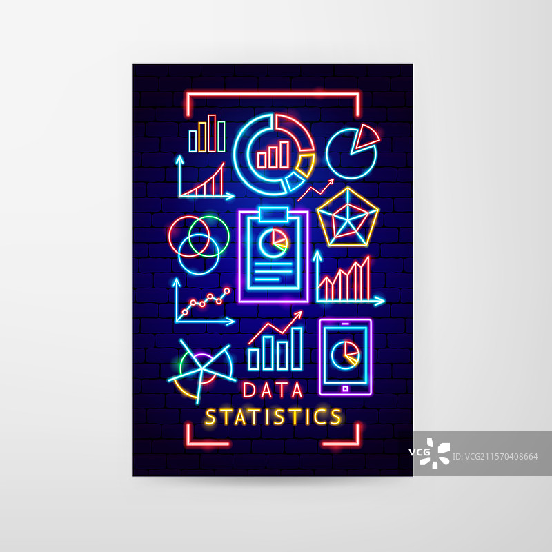数据统计霓虹宣传单图片素材