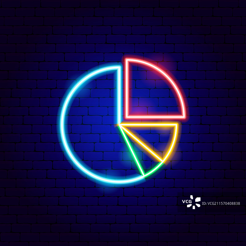 饼图霓虹灯标志图片素材