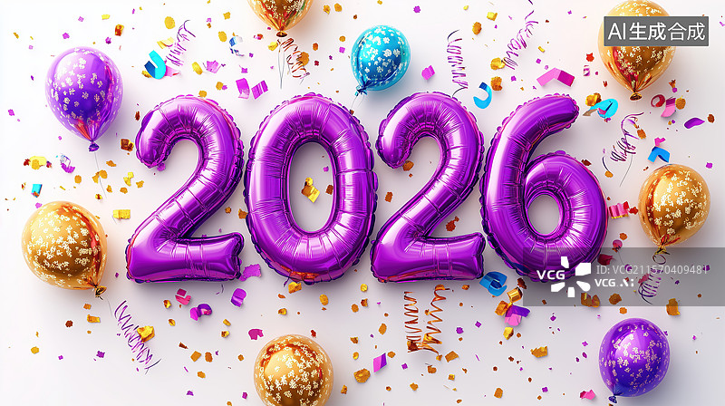 【AI数字艺术】数字彩带气球装置图片素材