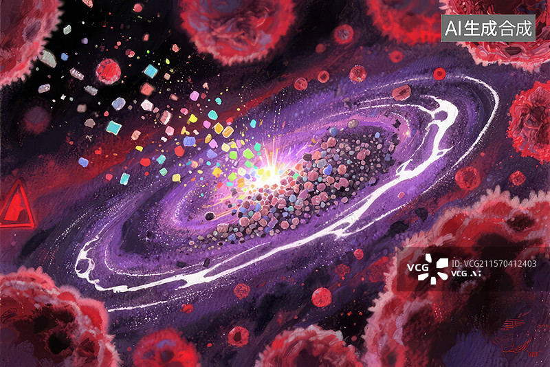 【AI数字艺术】宇宙星系与色彩斑斓的粒子图片素材