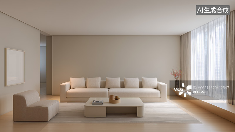 【AI数字艺术】现代简约风客厅图片素材