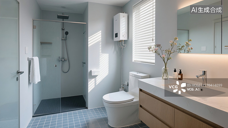 【AI数字艺术】简约风卫浴空间图片素材