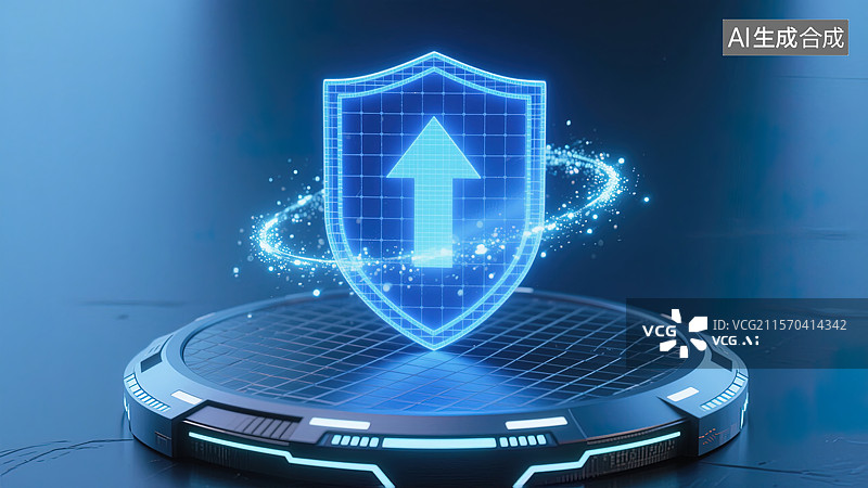 【AI数字艺术】蓝色科技安全守护图片素材