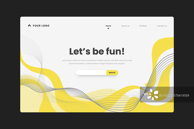 黄色和灰色的抽象着陆页图片素材