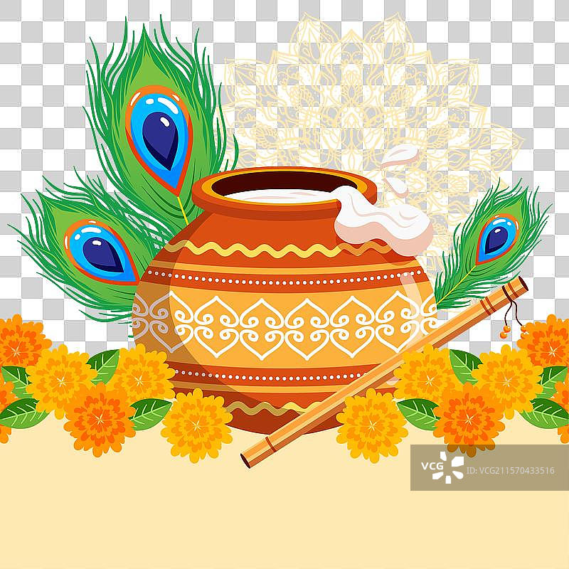 平面克里希纳诞辰节图片素材