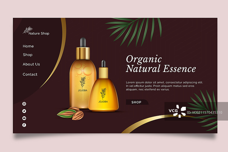 美容油化妆品着陆页模板图片素材