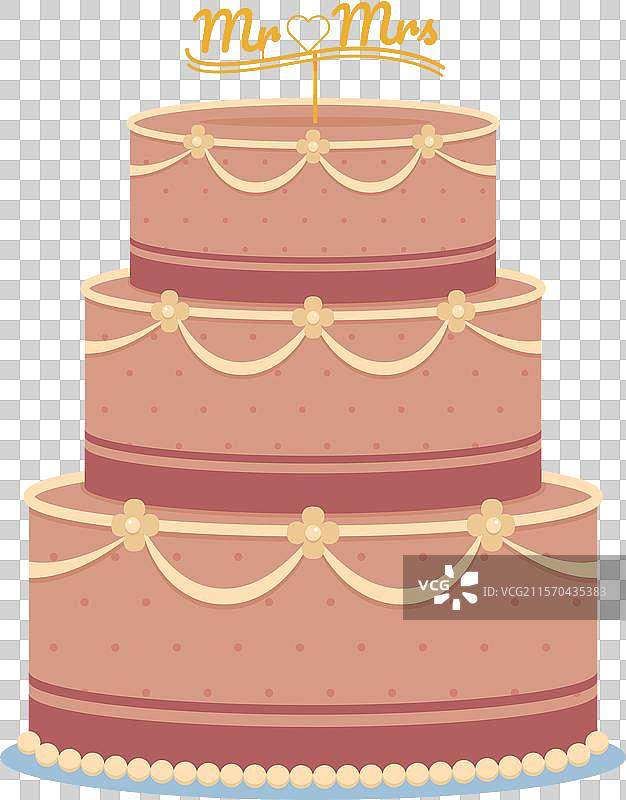 扁平婚礼蛋糕与蛋糕 topper图片素材