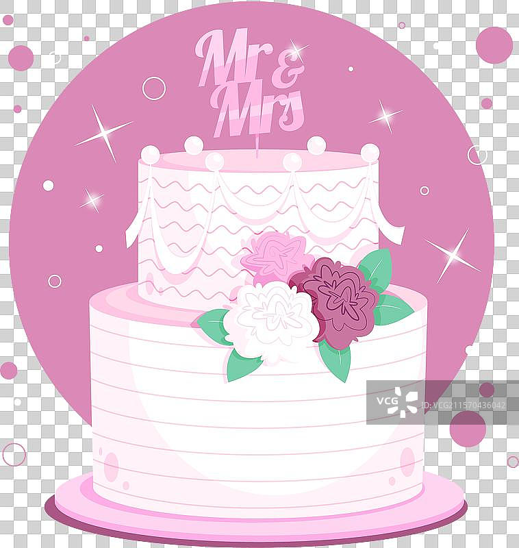 卡通婚礼蛋糕与蛋糕顶饰图片素材