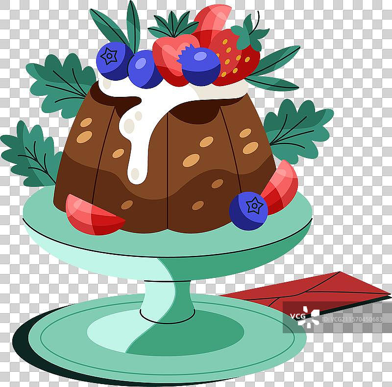 手绘平面圣诞布丁图片素材