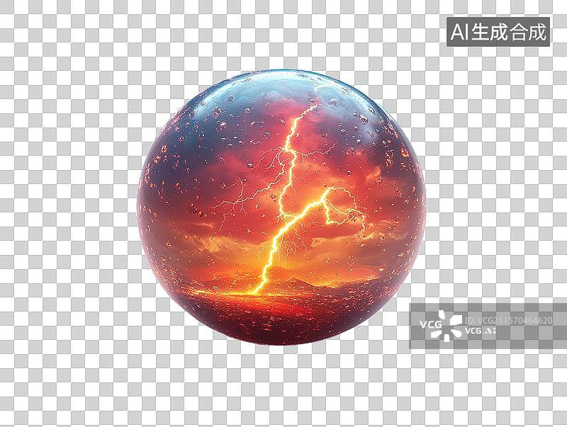 【AI数字艺术】闪电与熔岩的星球图片素材