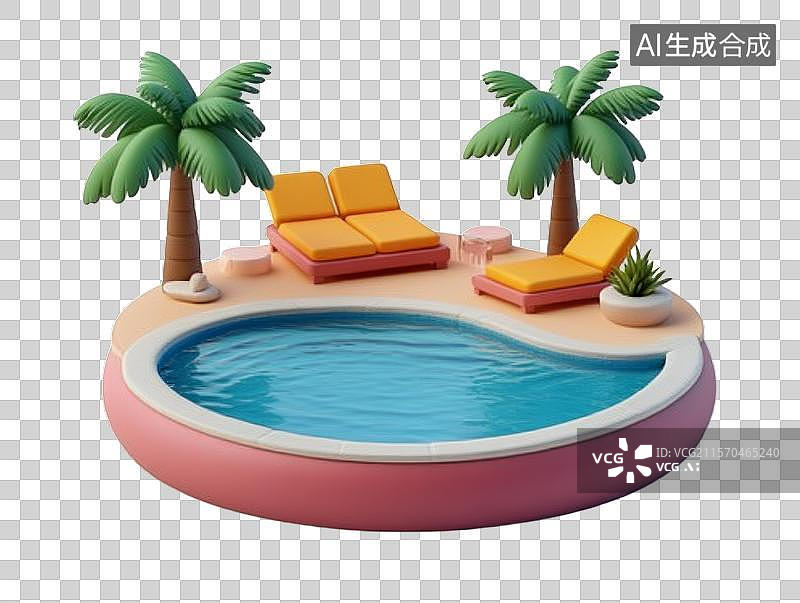 【AI数字艺术】泳池边的休闲场景图片素材