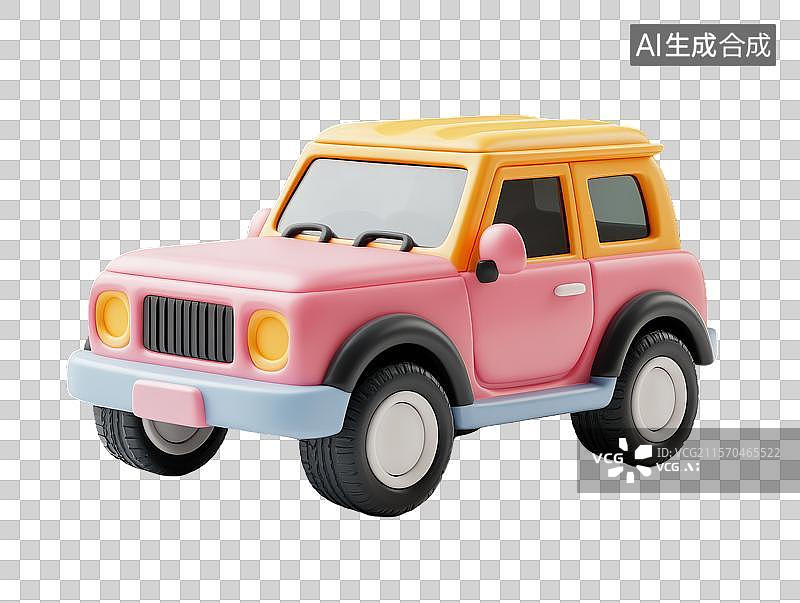 【AI数字艺术】粉色和黄色的玩具车图片素材