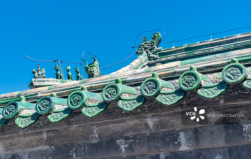 北京先农坛围墙绿琉璃瓦当滴水图片素材