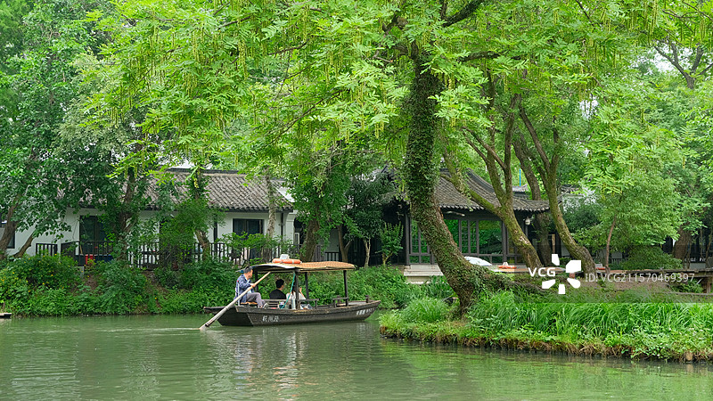 西溪湿地游船图片素材