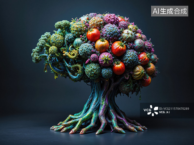 【AI数字艺术】奇幻果实之树图片素材
