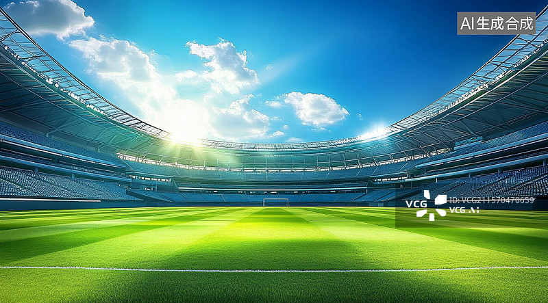 【AI数字艺术】阳光下的现代化体育场图片素材