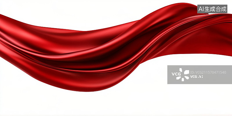 【AI数字艺术】红色绸缎的流动形态图片素材