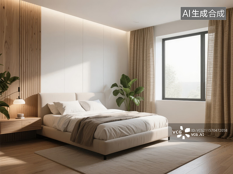 【AI数字艺术】现代简约卧室设计图片素材