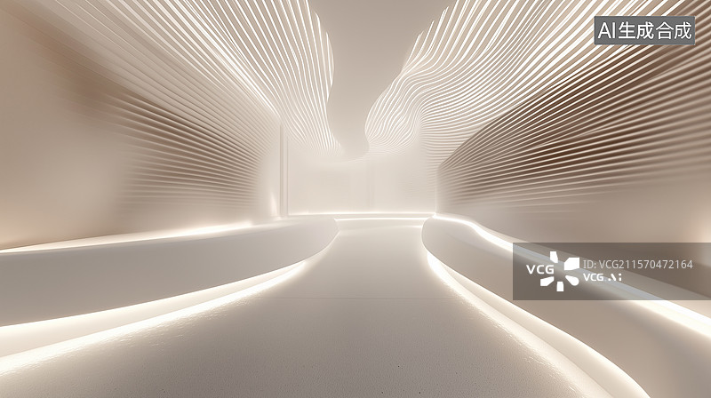 【AI数字艺术】幻白幽境：科幻静谧之域图片素材