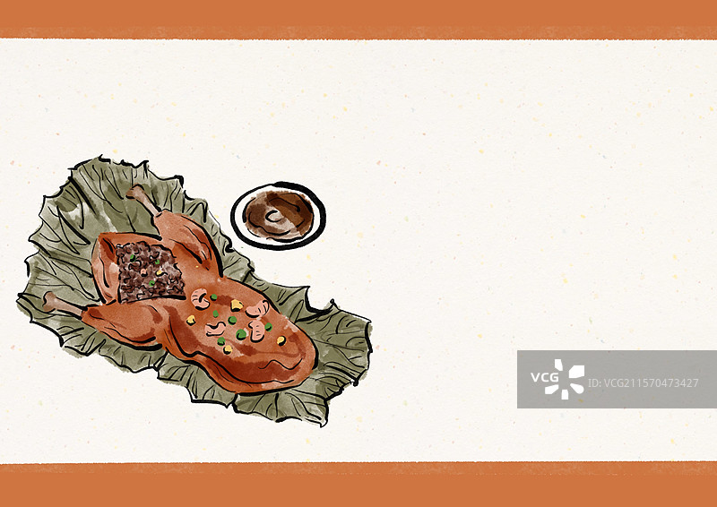 国潮风腊八美食插画-八宝鸭图片素材