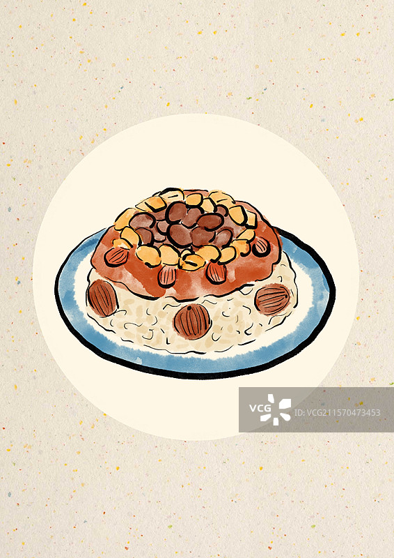 国潮风腊八美食插画-八宝饭图片素材