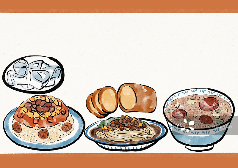 国潮风腊八美食插画图片素材