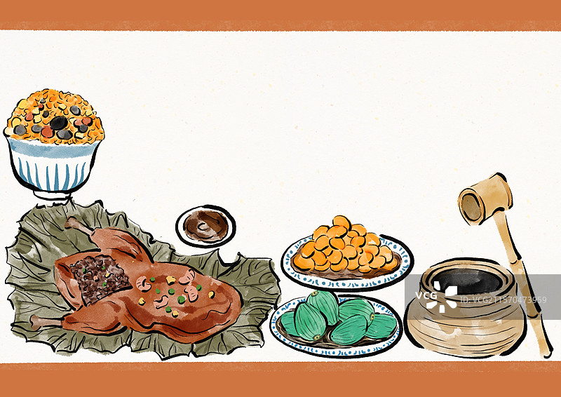 国潮风腊八美食插画图片素材