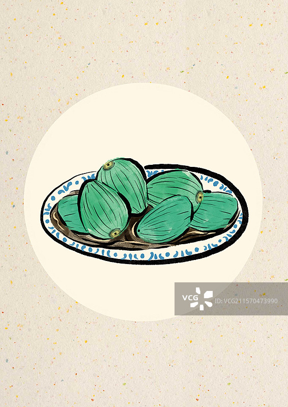 国潮风腊八美食插画-腊八蒜图片素材