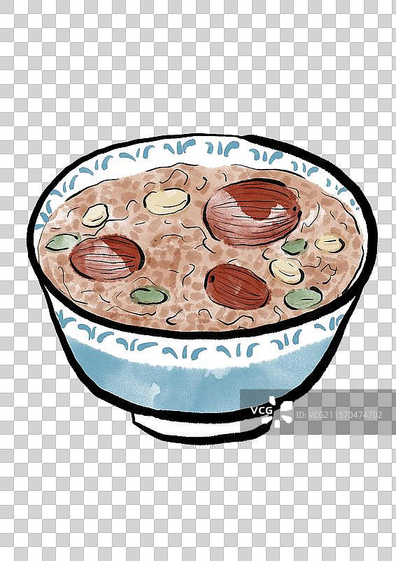 水墨风腊八节美食插画元素-腊八粥图片素材