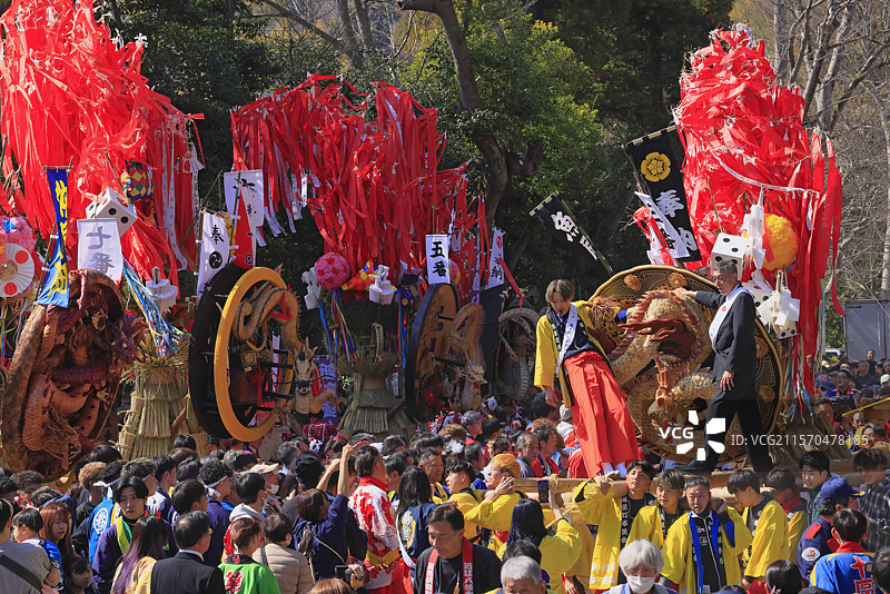 滋贺县近江八幡市的左义长祭图片素材