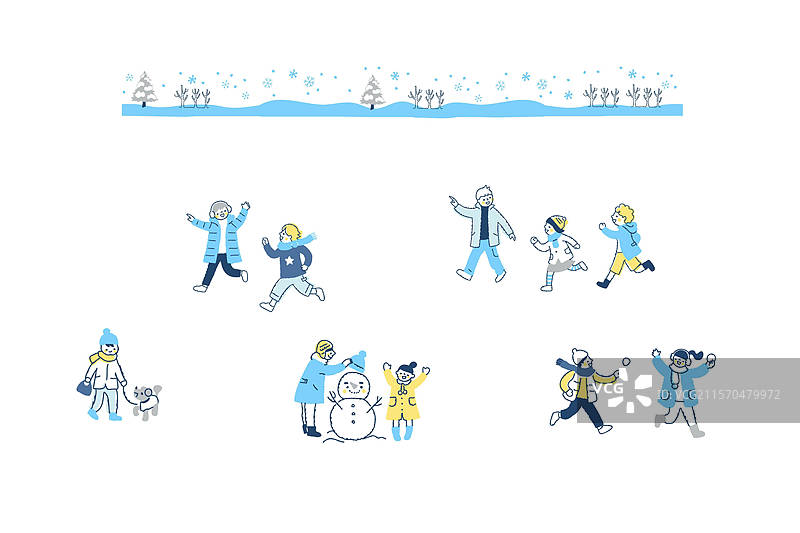 孩子们在冬天户外快乐地玩耍图片素材