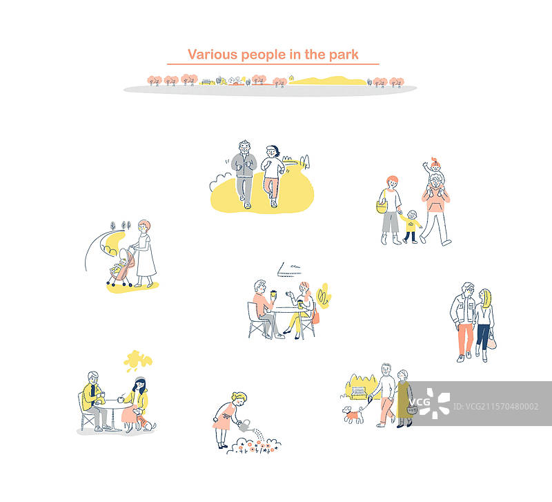 在公园里放松的各种人们图片素材