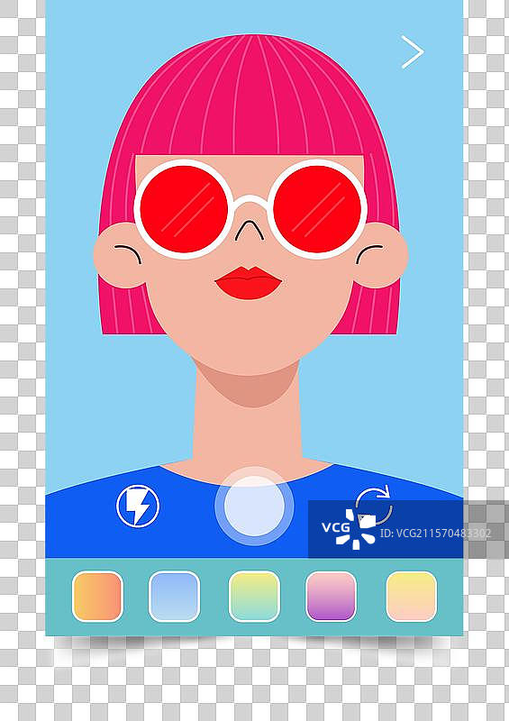 使用AR滤镜的女性图片素材