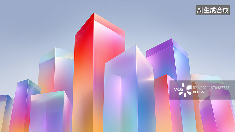 【AI数字艺术】炫彩渐变几何建筑背景图片素材