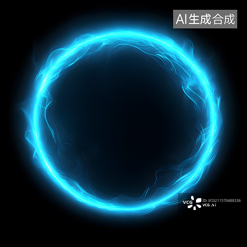 【AI数字艺术】蓝火能量环图片素材