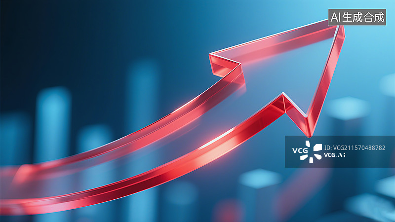 【AI数字艺术】红色透明立体上升箭头示意图图片素材