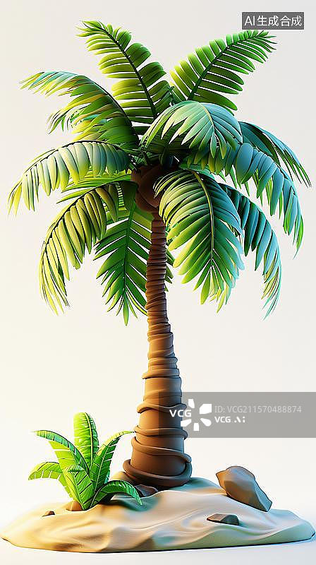 【AI数字艺术】热带海滩的椰林树影  梦幻海岛的度假天堂图片素材
