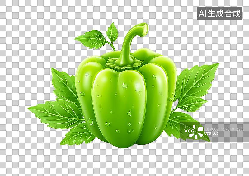【AI数字艺术】【免抠png素材】白底背景上3D青辣椒图片素材
