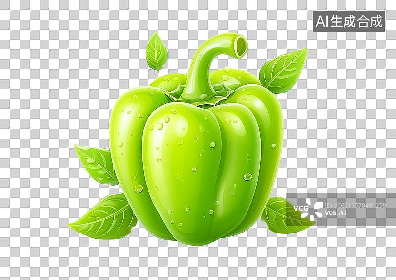 【AI数字艺术】【免抠png素材】白底背景上3D青辣椒图片素材