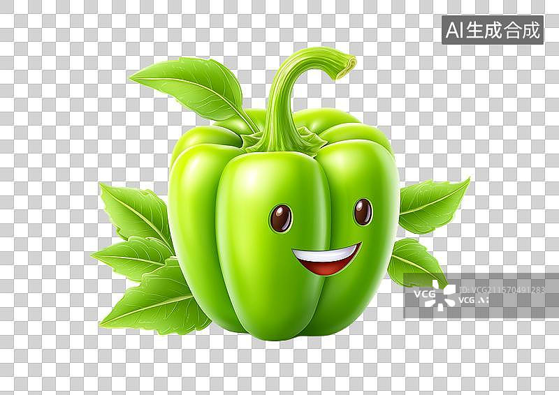 【AI数字艺术】【免抠png素材】白底背景上3D青辣椒图片素材