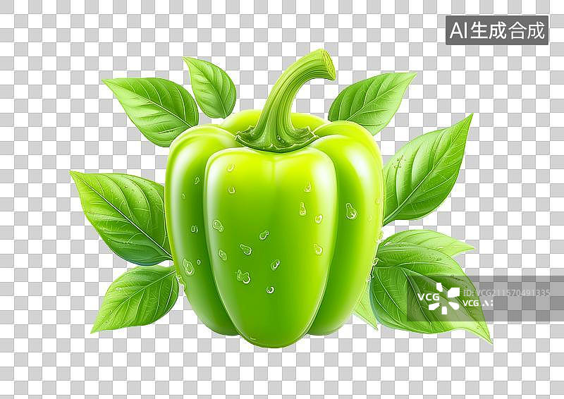 【AI数字艺术】【免抠png素材】白底背景上3D青辣椒图片素材