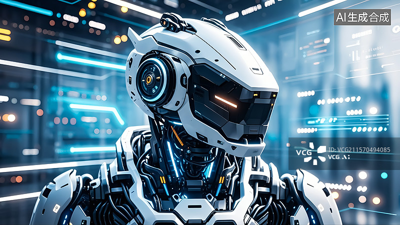 【AI数字艺术】科幻风格机器人三维插画图片素材