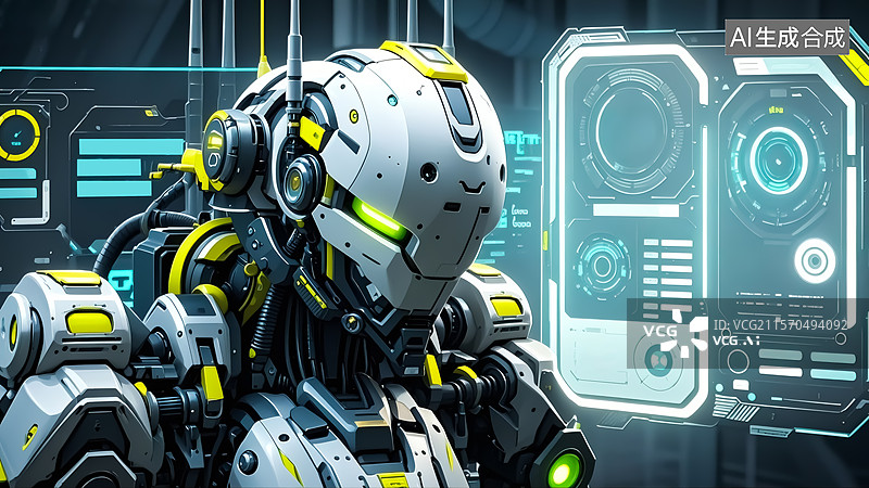 【AI数字艺术】科幻风格机器人三维插画图片素材