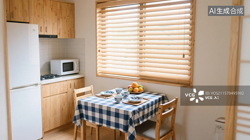 【AI数字艺术】厨房角落的餐桌布置图片素材